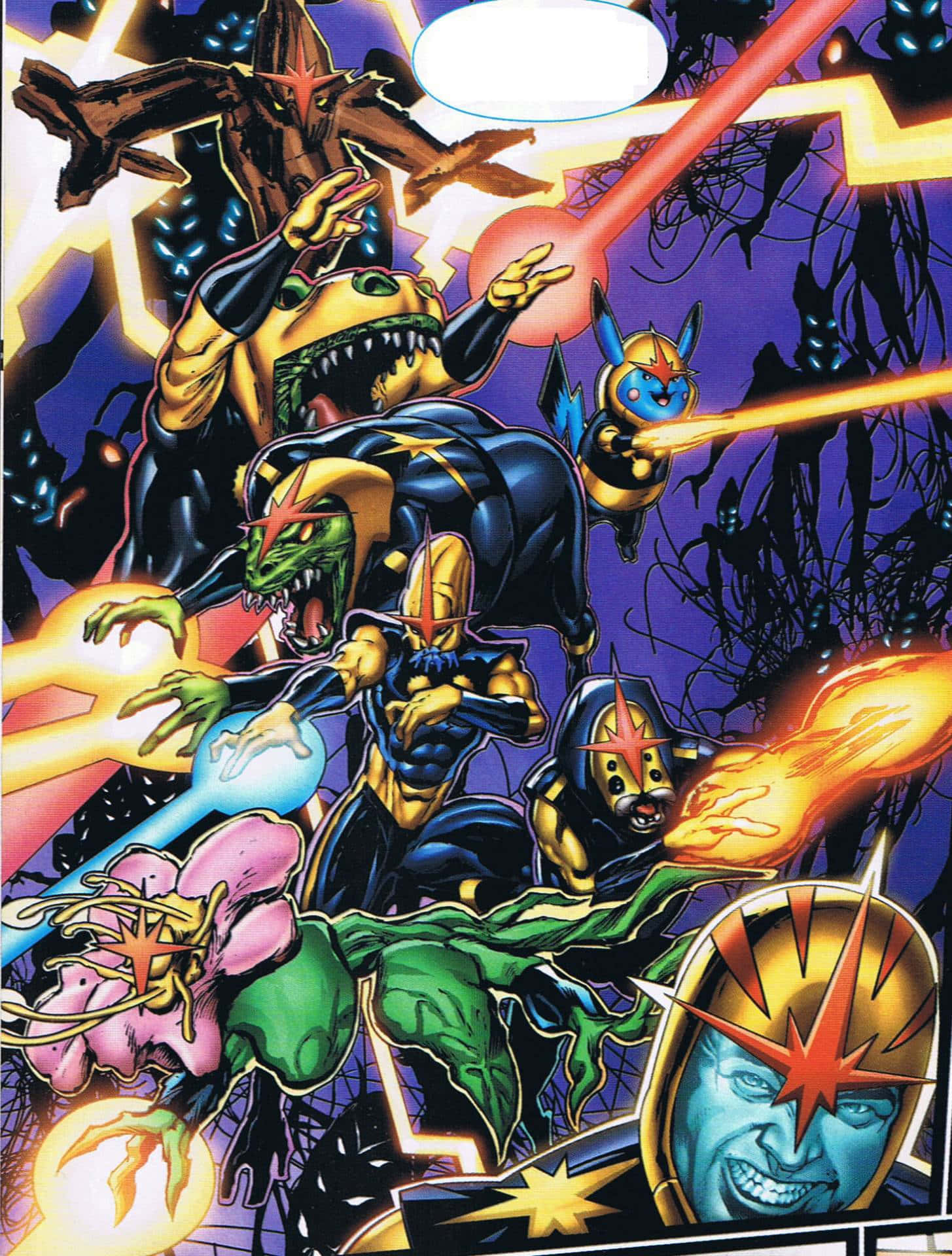 Nova Corps, cosmic backdrop, glowing energy blasts, Full HD Phone Wallpaper