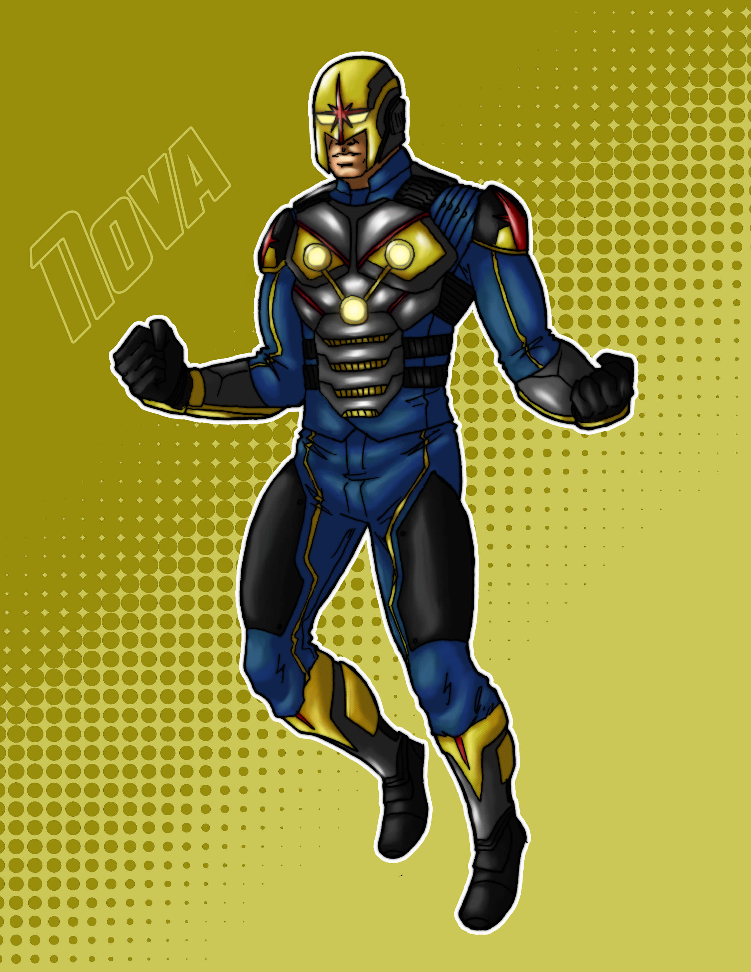 Nova Corps, blue and gold armor, comic book style, 2K Phone Wallpaper