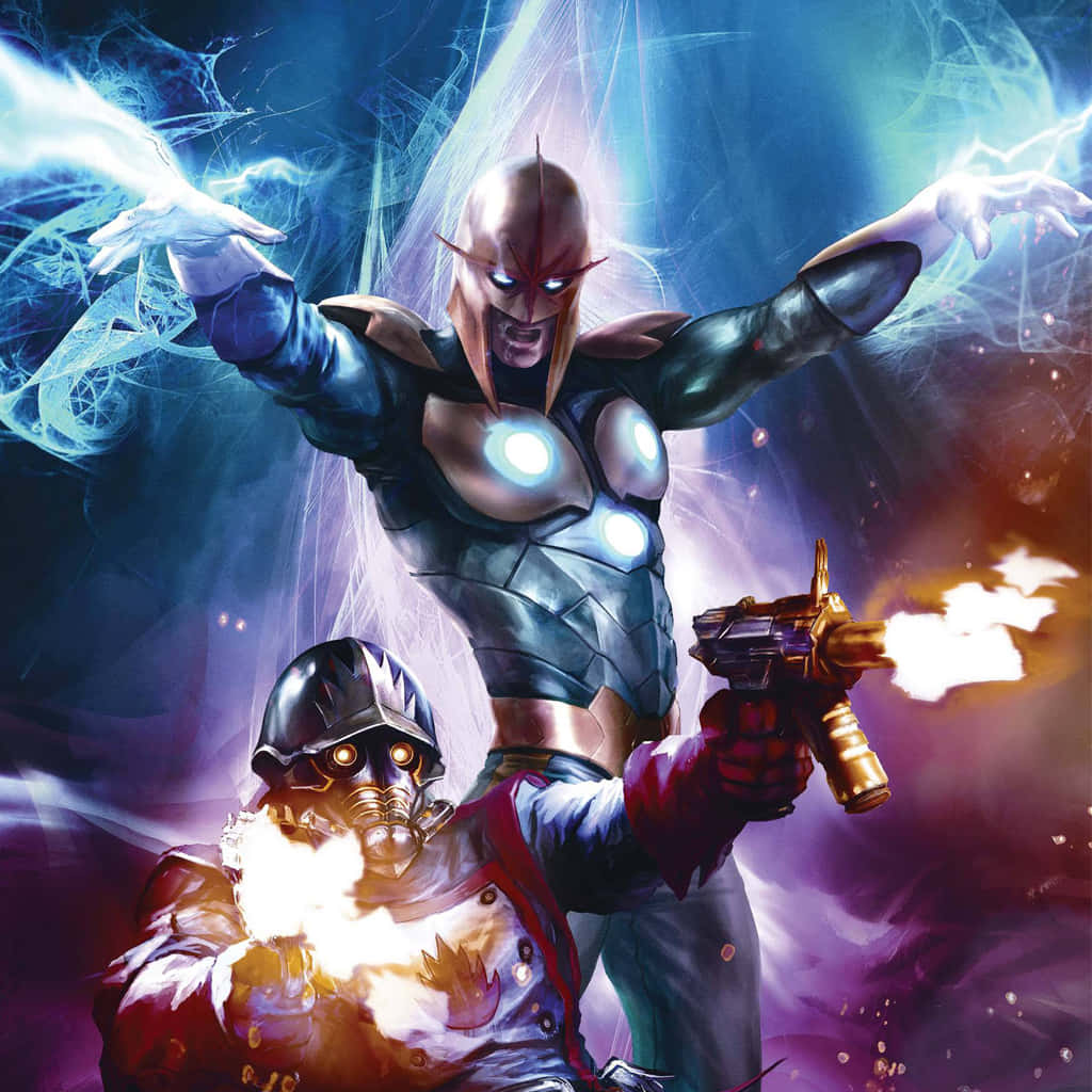 Nova Corps, glowing eyes, energy blasts, SD Desktop Wallpaper