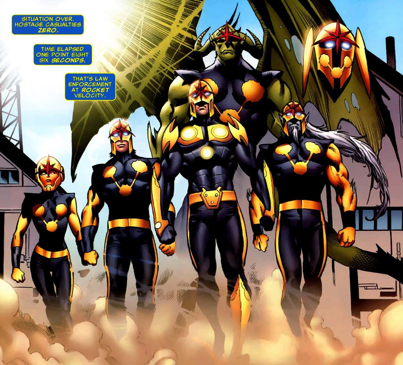 Nova Corps, glowing yellow accents, armored superheroes, HD Desktop Wallpaper