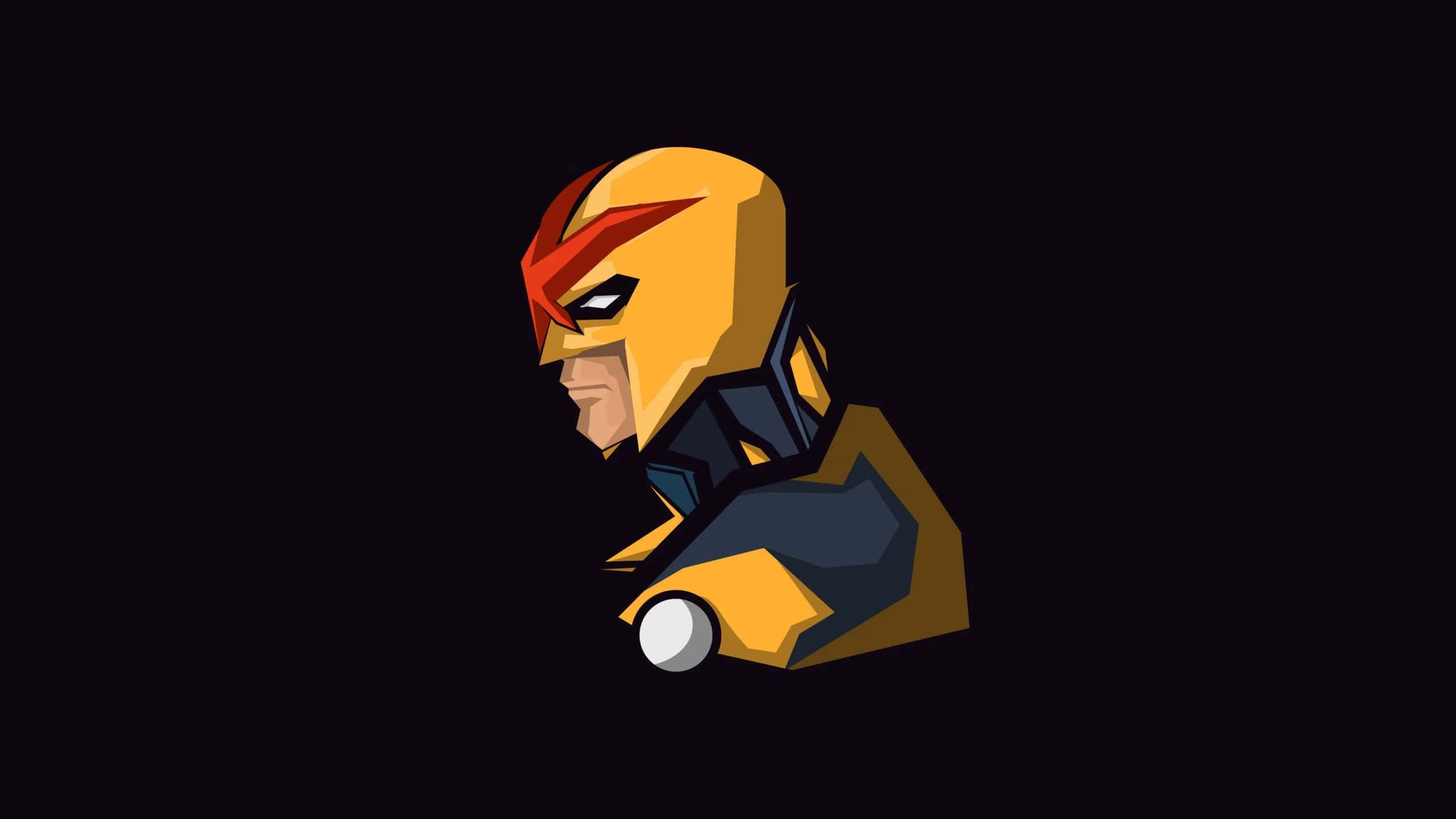 Nova Corps, yellow and red helmet, dark background, 2K Desktop Wallpaper