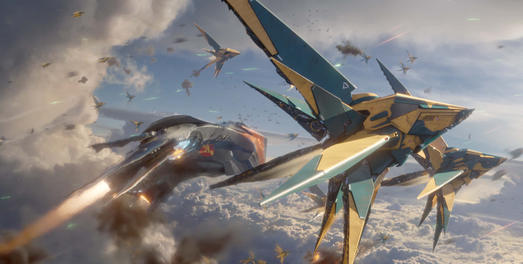 Nova Corps, futuristic warships, stormy clouds, Full HD Desktop Wallpaper