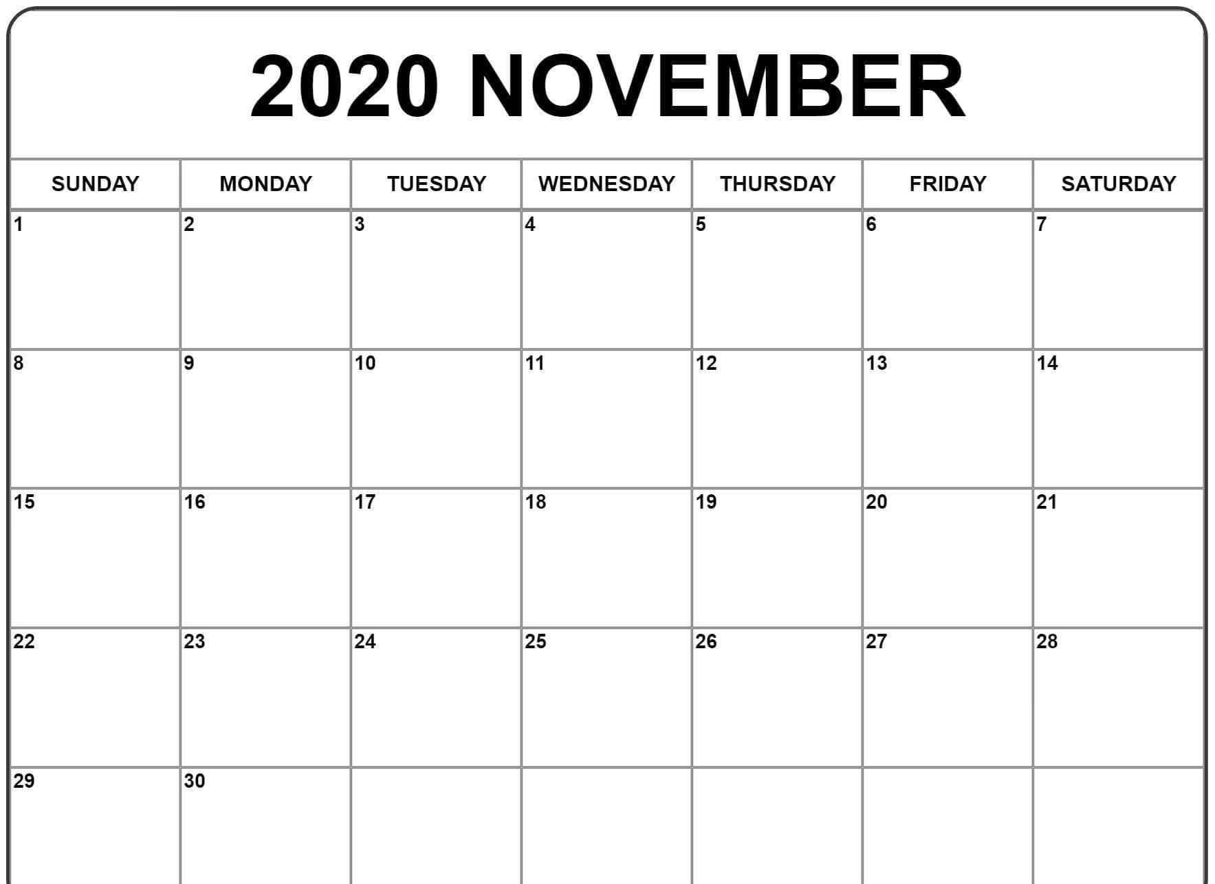 November 2020 Calendar, black and white, minimalist, HD Desktop Wallpaper