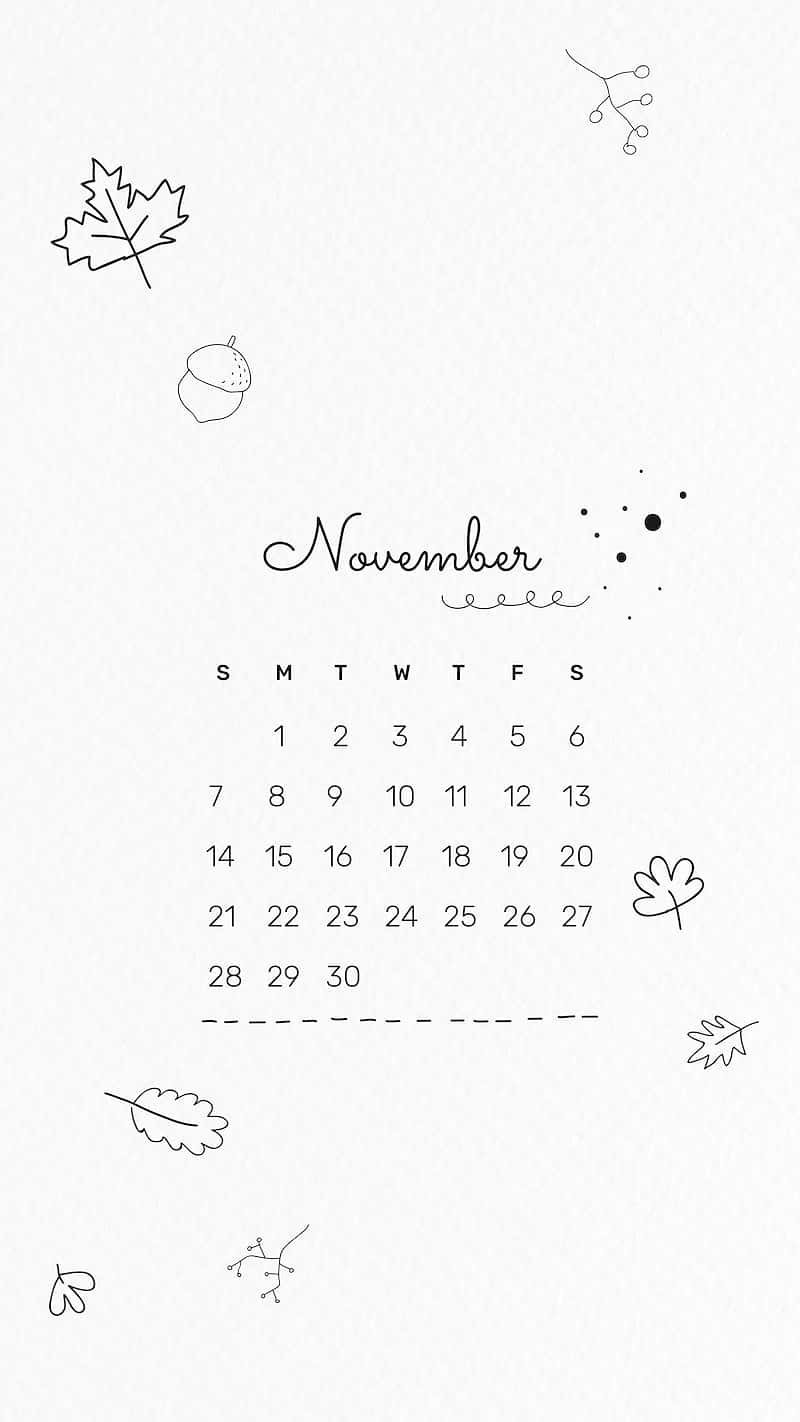 November 2021 Calendar, cute white falling leaves, minimalist, HD Phone Wallpaper