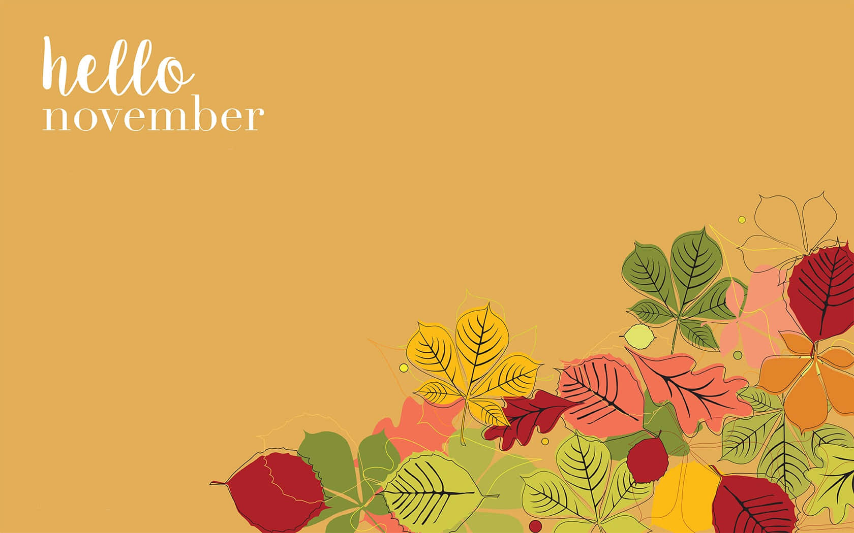 November Desktop, autumn leaves, red orange, HD Desktop Wallpaper