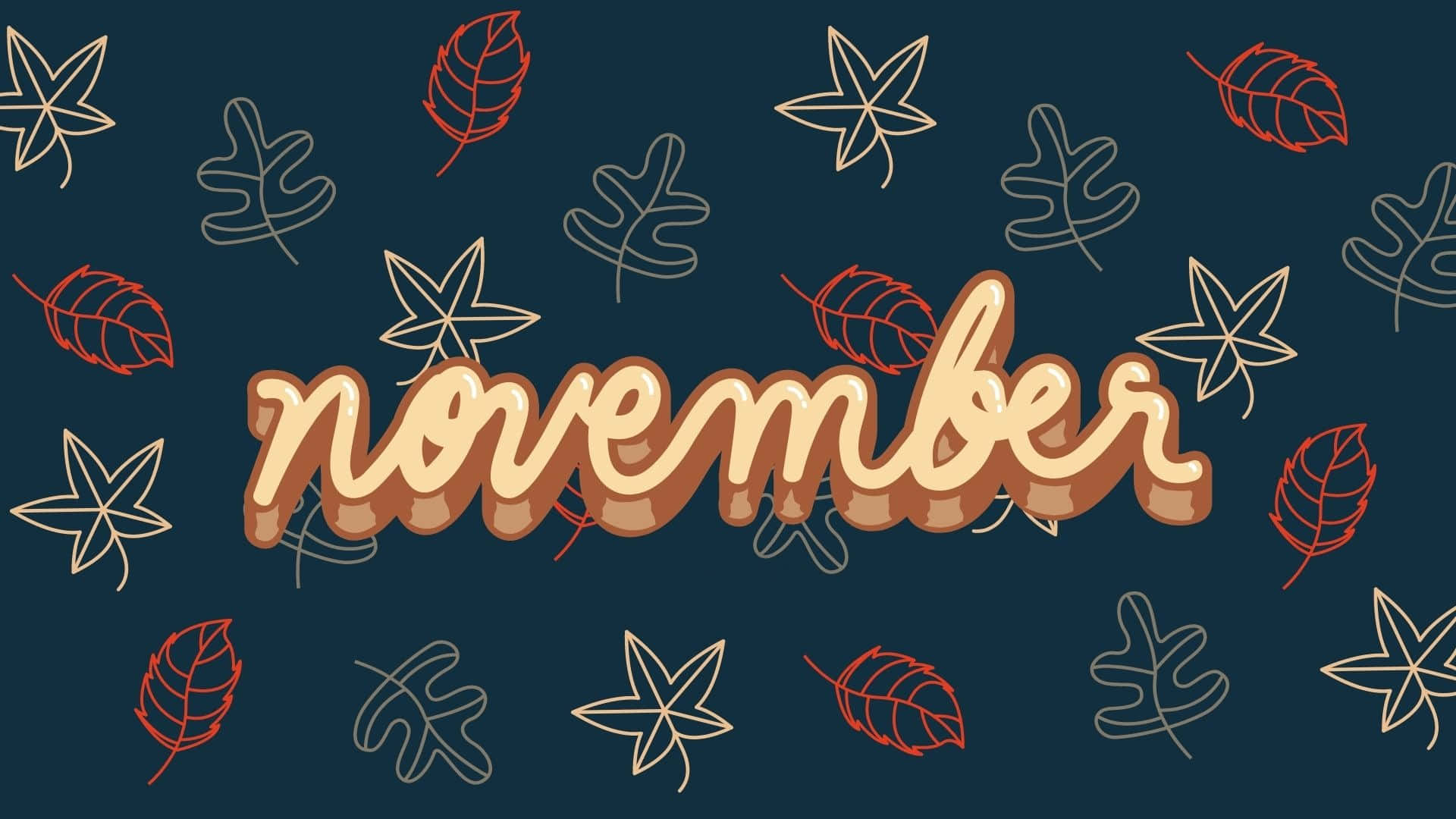 November Desktop, autumn leaves, creamy script, Full HD Desktop Wallpaper
