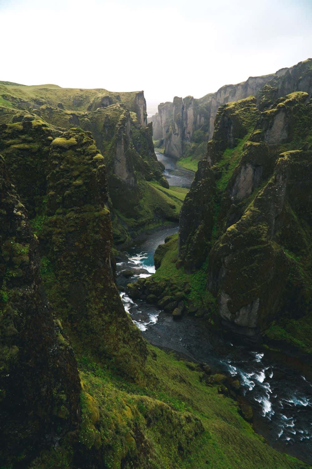November Fall, winding river, mossy canyon, HD Phone Wallpaper