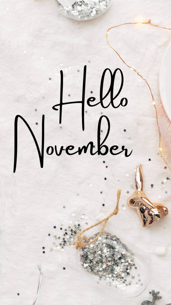 November iPhone, golden bunny ornament, glitter stars, SD Phone Wallpaper