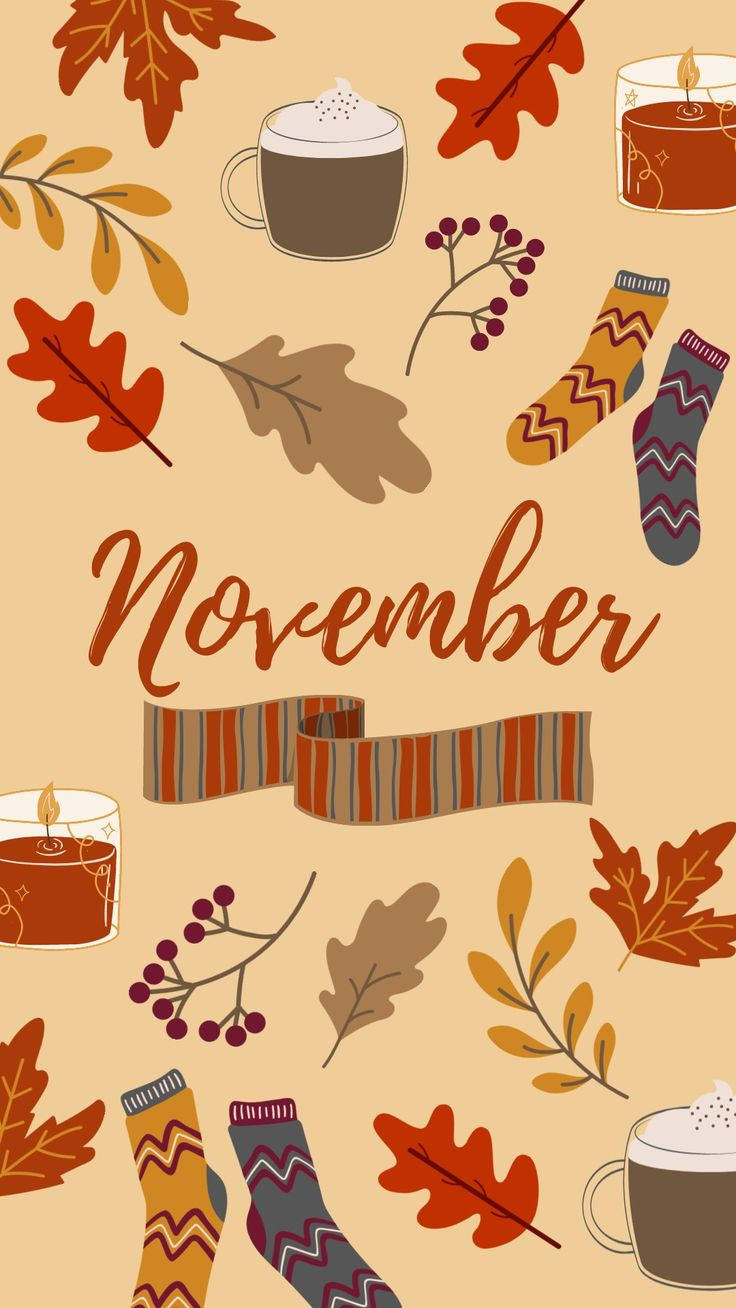 November iPhone, autumn leaves, hot drinks, HD Phone Wallpaper