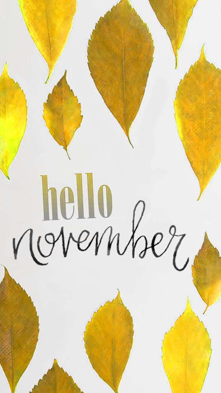 Cute November, golden leaves, cursive text, HD Phone Wallpaper