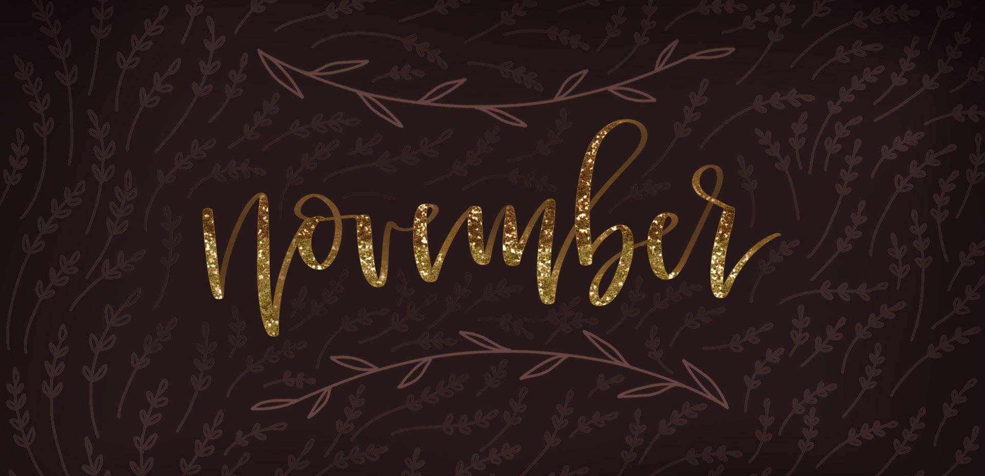 gold calligraphy, November, autumn leaves, Full HD Desktop Wallpaper