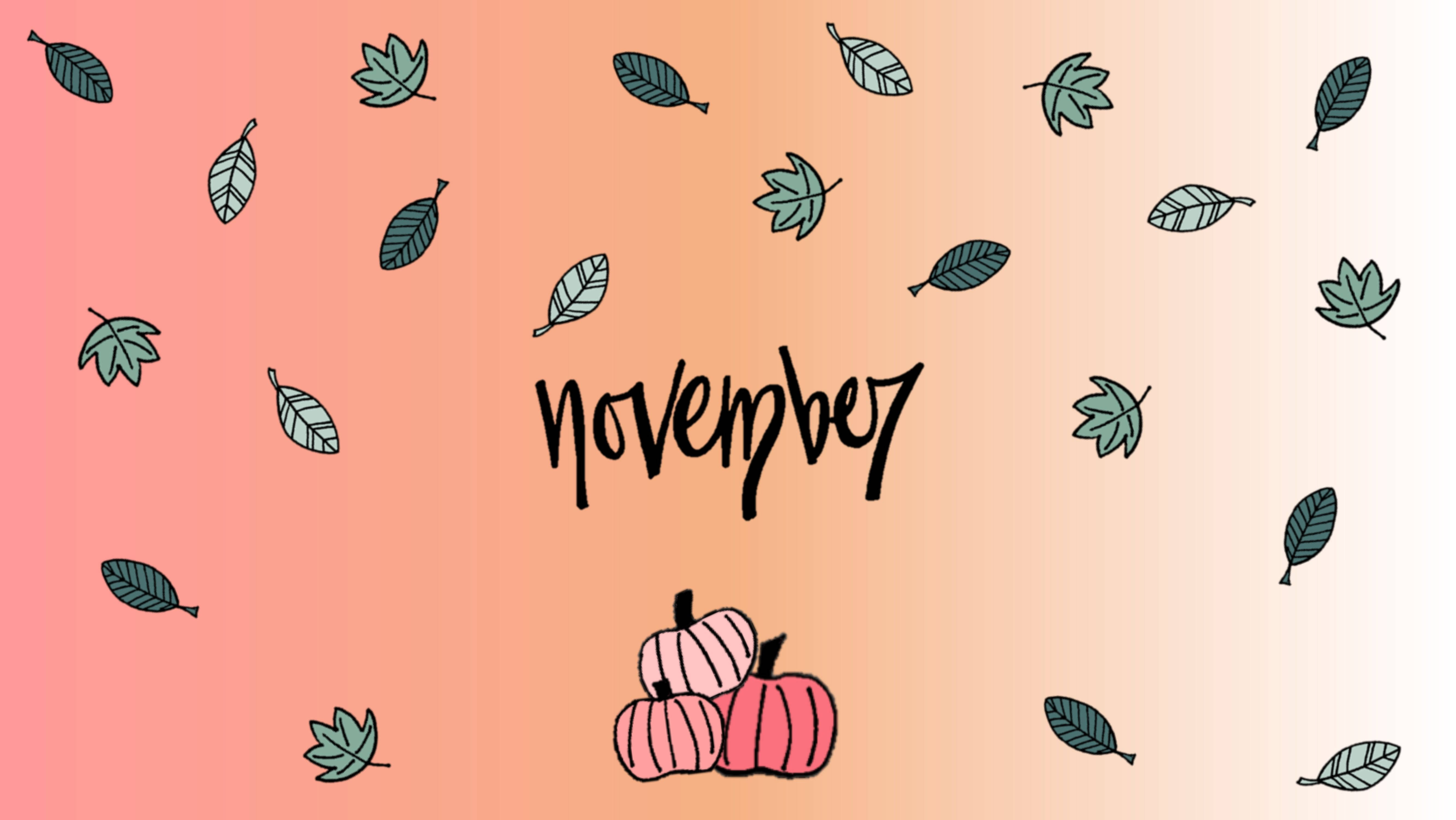 November, cursive, soft gradient background, 5K Desktop Wallpaper