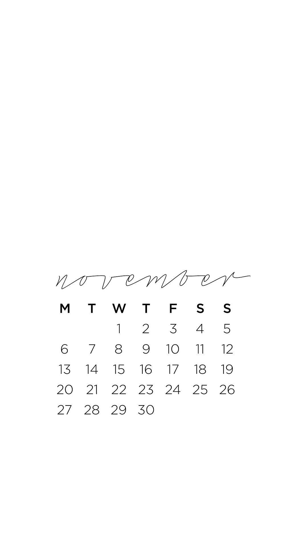 November, calendar, white, Full HD Phone Wallpaper