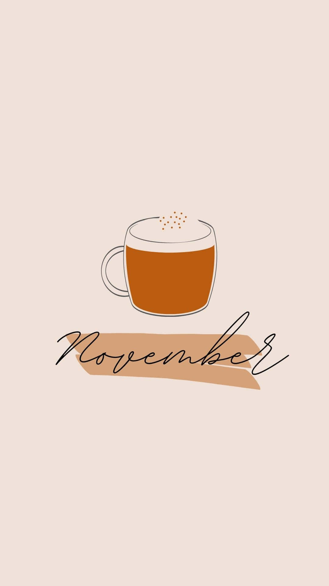 November, minimalist line-art, coffee cup, Full HD Phone Wallpaper