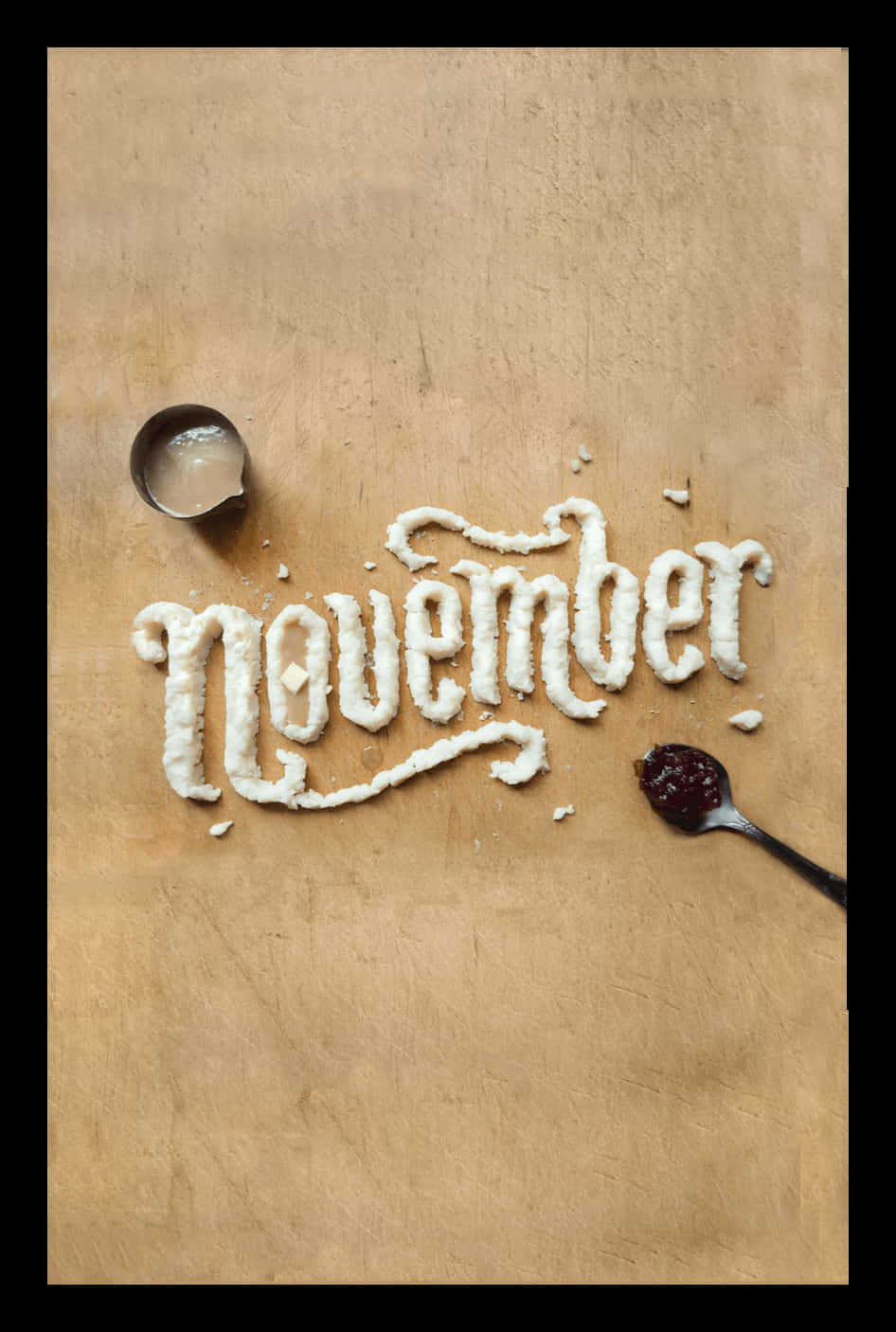 November, white coconut flakes, wooden surface, HD Phone Wallpaper