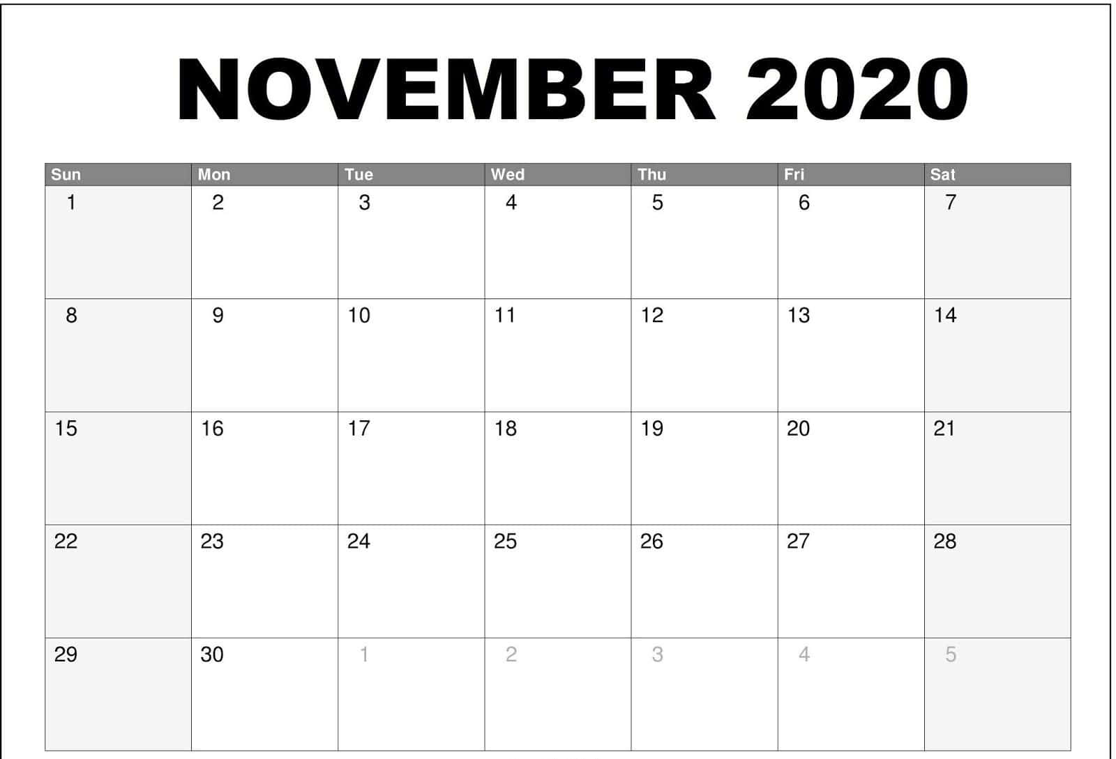 November 2020, black and white, calendar, HD Desktop Wallpaper