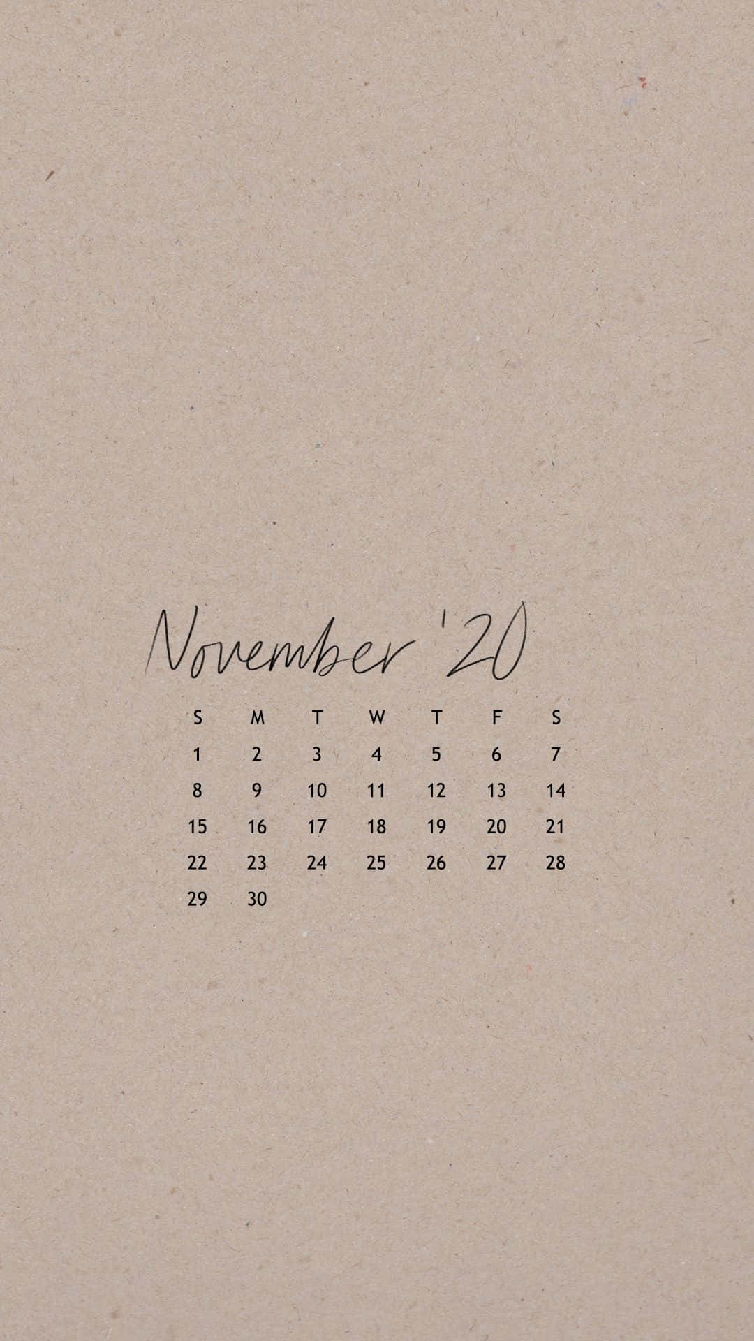 November 2020 calendar, textured beige paper, clean black typography, Full HD Phone Wallpaper