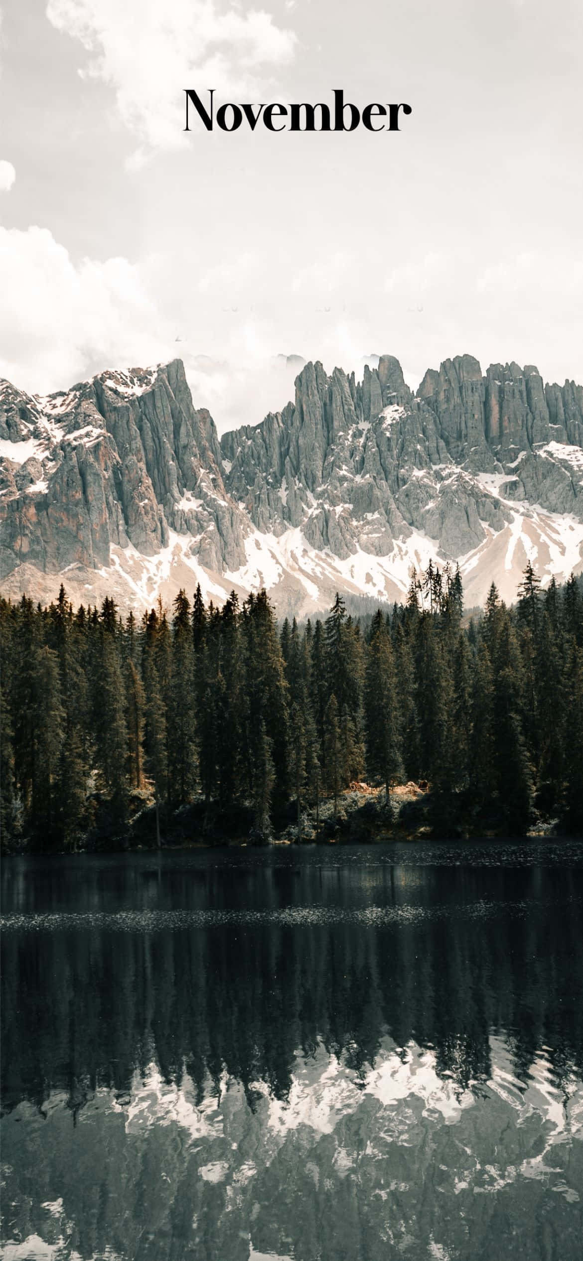 November, mountain lake, snow-dusted peaks, Full HD Phone Wallpaper