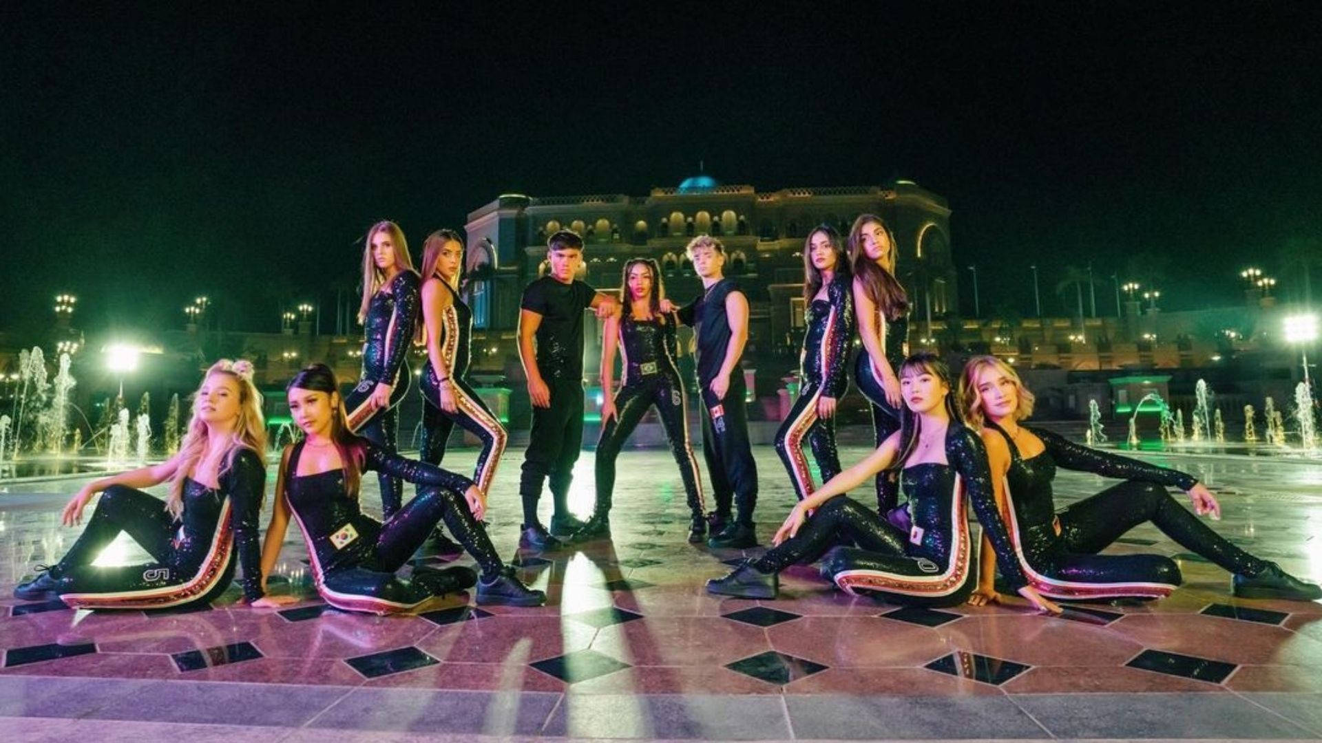 Now United, black sequined outfits, tiled plaza, Full HD Desktop Wallpaper