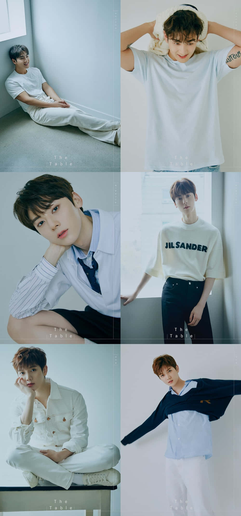 Nuest, Kpop Boy Group Aesthetic, minimalist white and light blue outfits, Full HD Phone Wallpaper