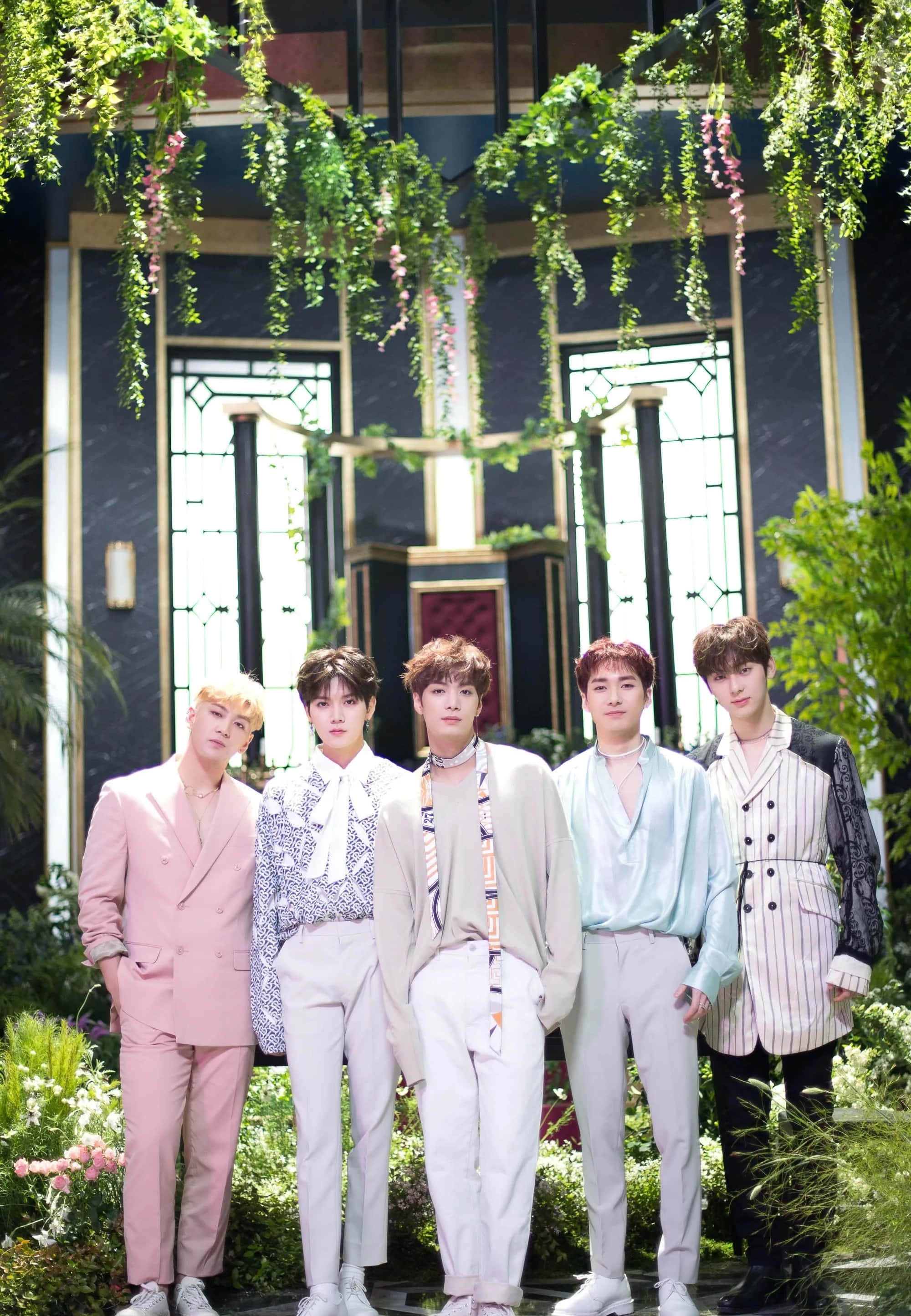Nuest, Kpop Boy Group, pastel suits, 2K Phone Wallpaper