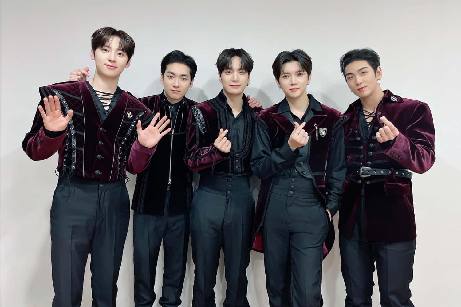 Nuest, Kpop Boy Group, burgundy velvet jackets, HD Desktop Wallpaper