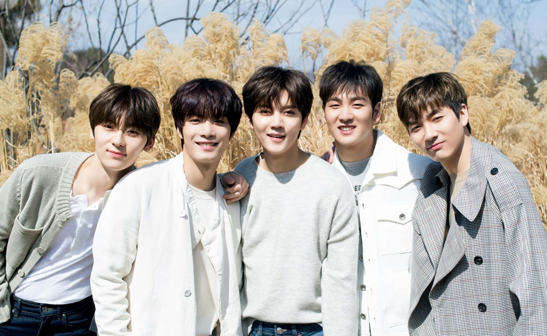 Nuest, Kpop Boy Band, five smiling young men, Full HD Desktop Wallpaper