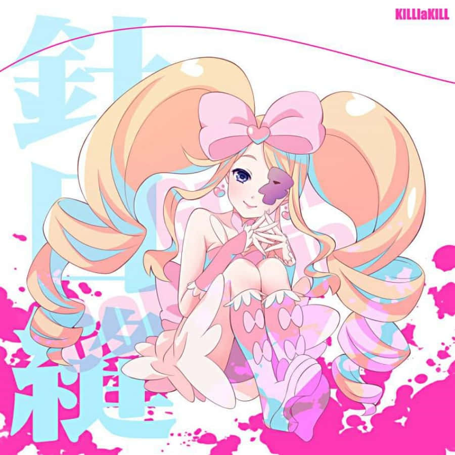 Nui Harime, twin ponytails, pink bow, SD Desktop Wallpaper
