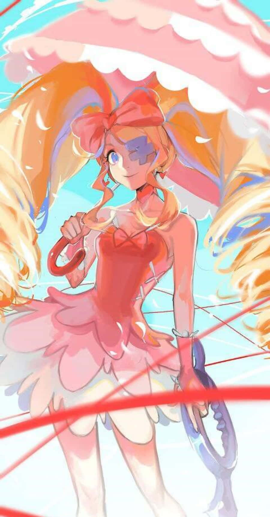 Nui Harime, orange hair, red bow, HD Phone Wallpaper