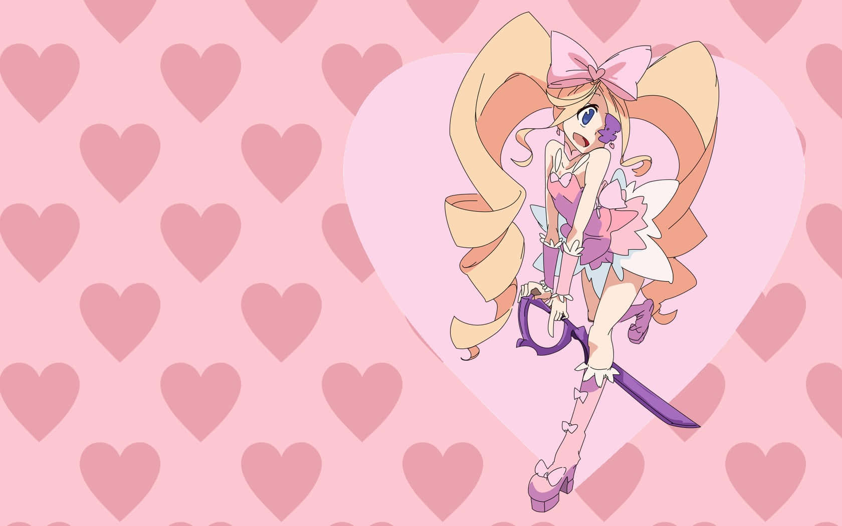 Nui Harime, long blonde hair, pink bow, HD Desktop Wallpaper
