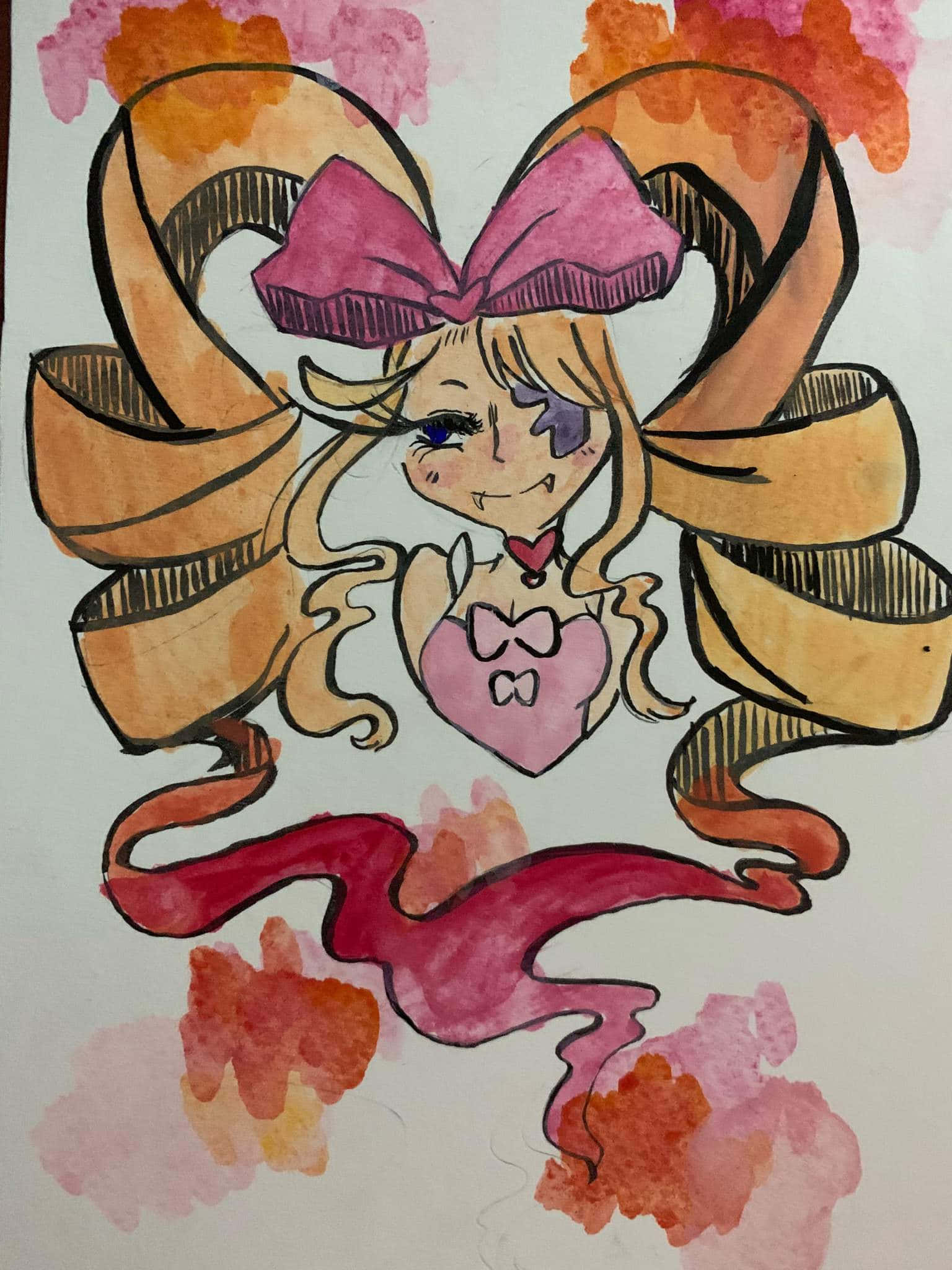 Nui Harime, watercolor anime girl, blonde hair, Full HD Phone Wallpaper