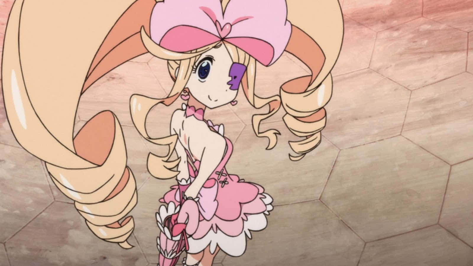Nui Harime, hexagonal tiled floor, bright pink dress, HD Desktop Wallpaper