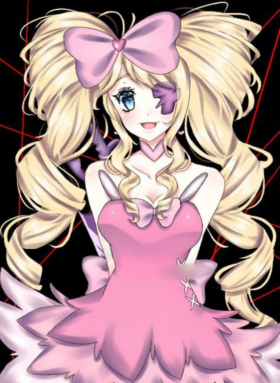 Nui Harime, blonde pigtails, large pink bow, SD Phone Wallpaper