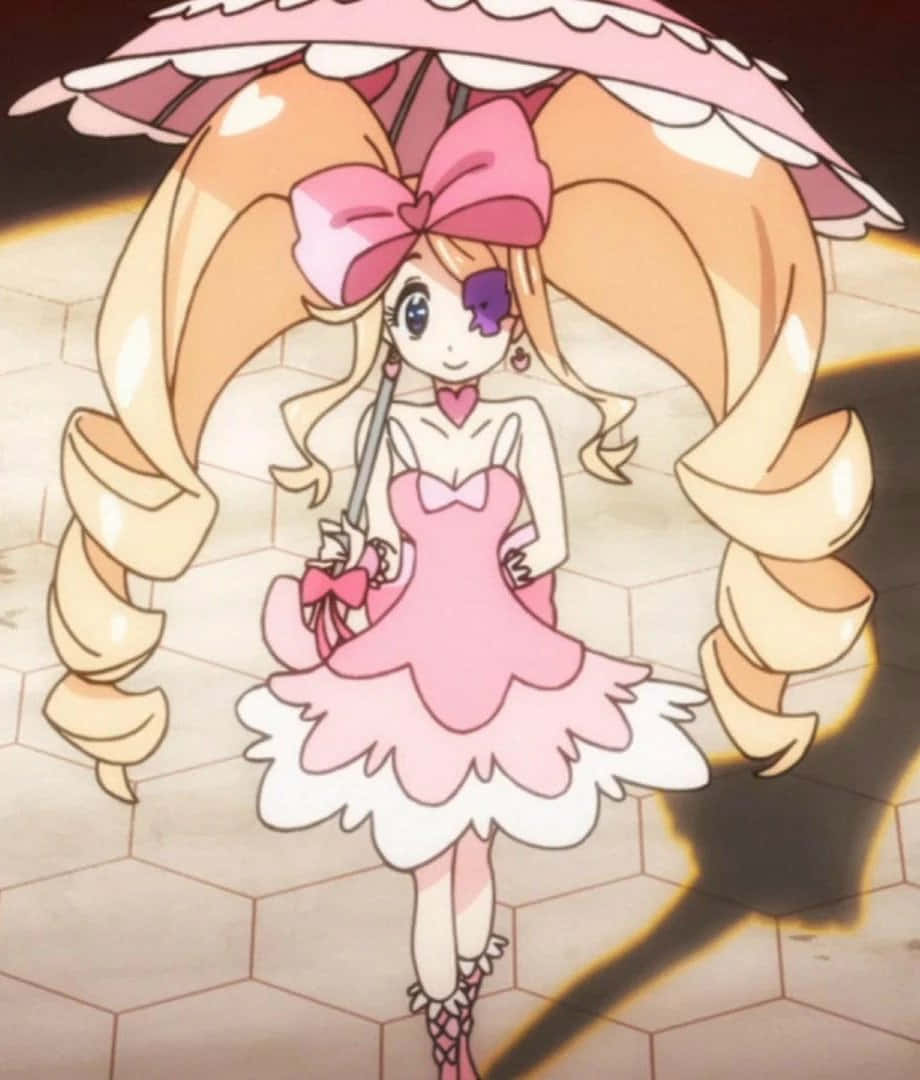 Nui Harime, long blonde pigtails, pink parasol, SD Phone Wallpaper