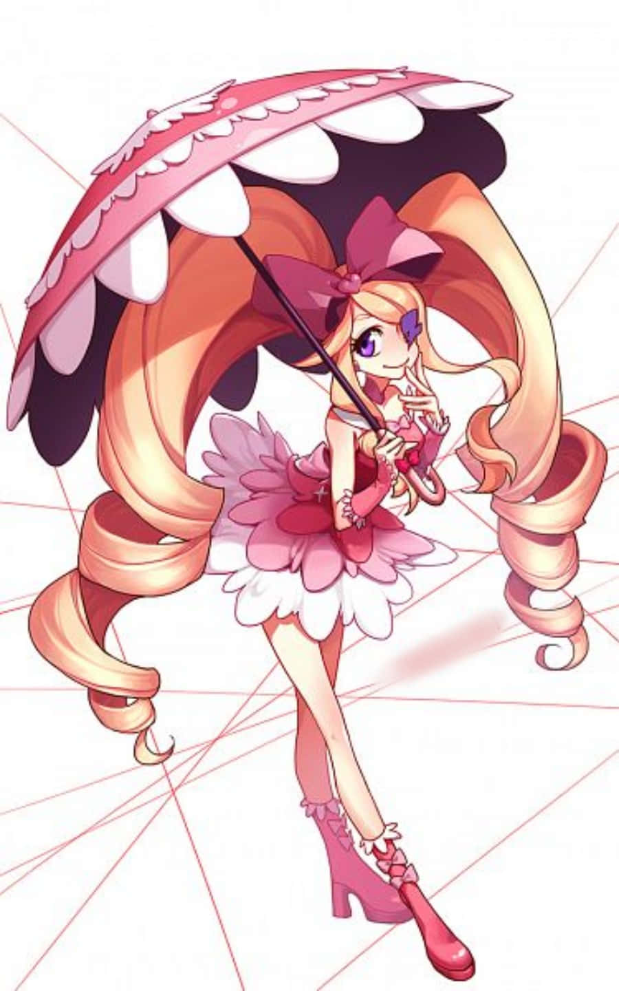 Nui Harime, orange hair, giant pink umbrella shaped like a flower, HD Phone Wallpaper