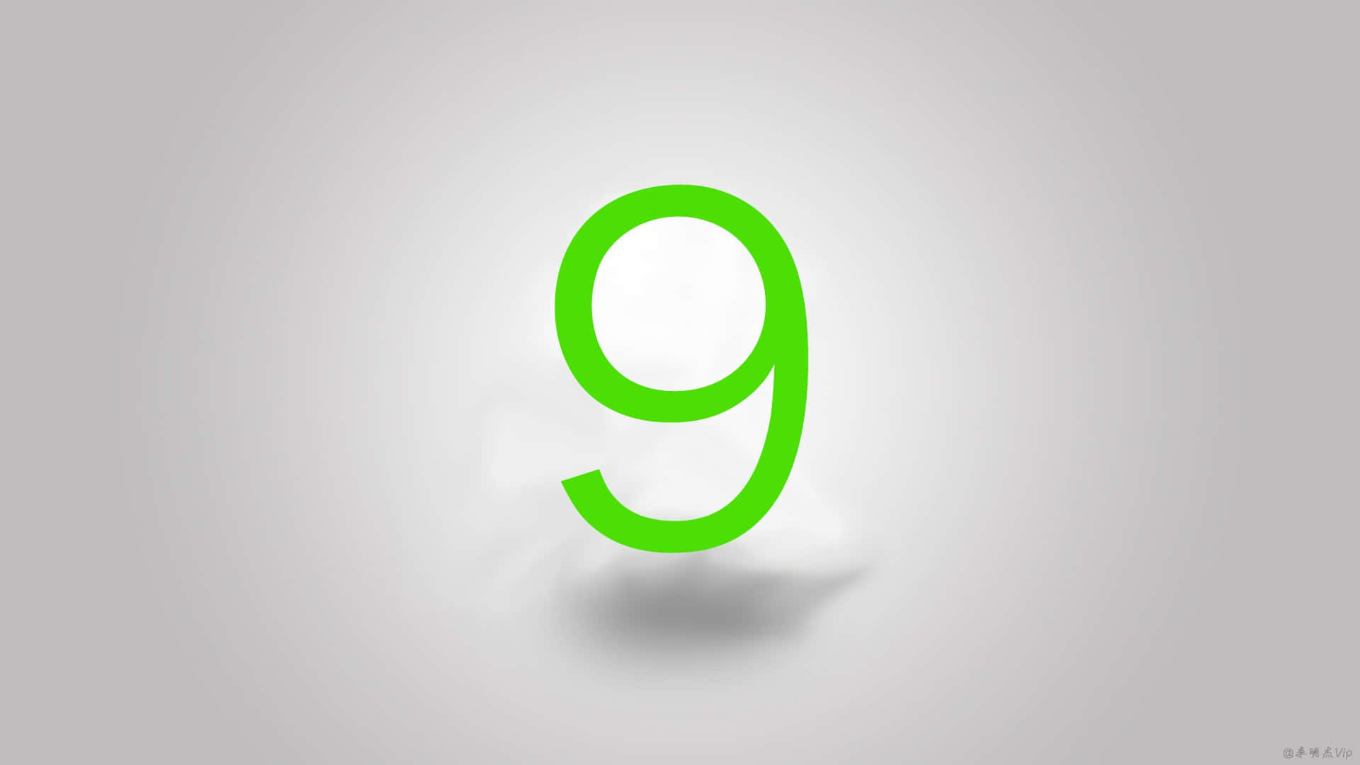 number 9, green, gray background, Full HD Desktop Wallpaper