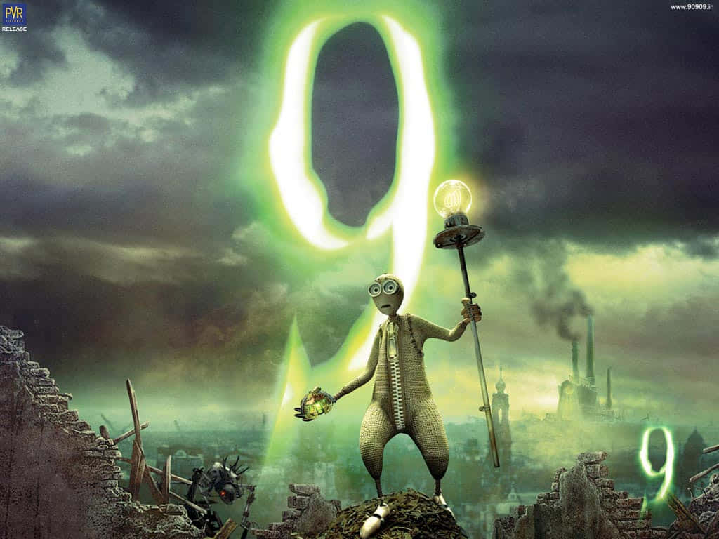 Number 9, dystopian sky, glowing lamp, SD Desktop Wallpaper