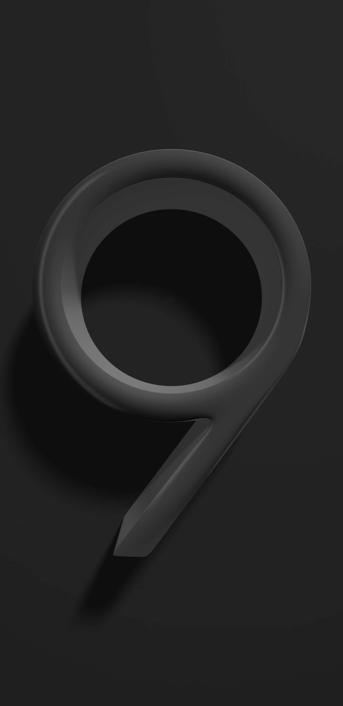 Number 9, matte black, 3d rendered, 2K Phone Wallpaper