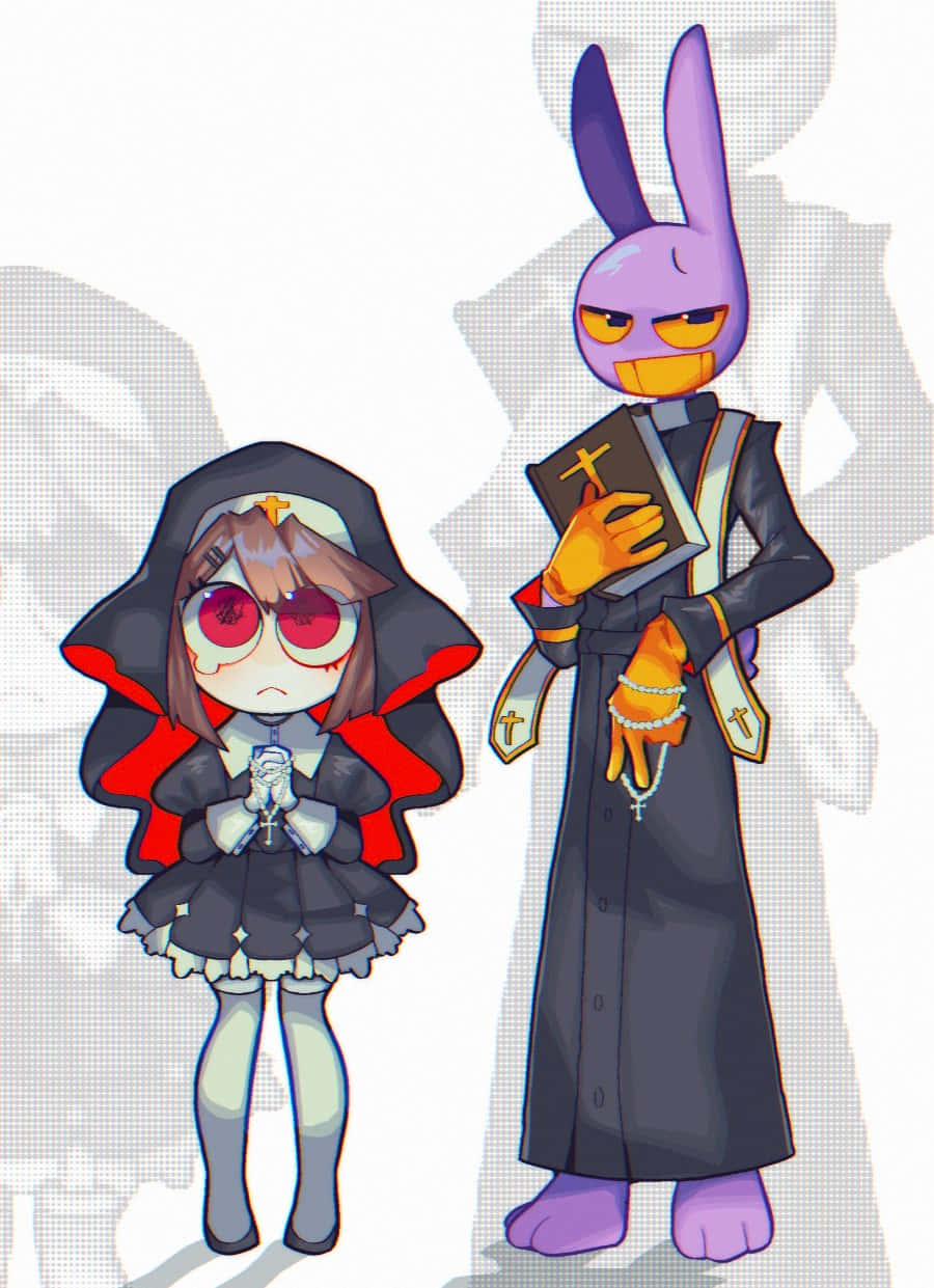 nun, priest, black and red nun outfit, SD Phone Wallpaper