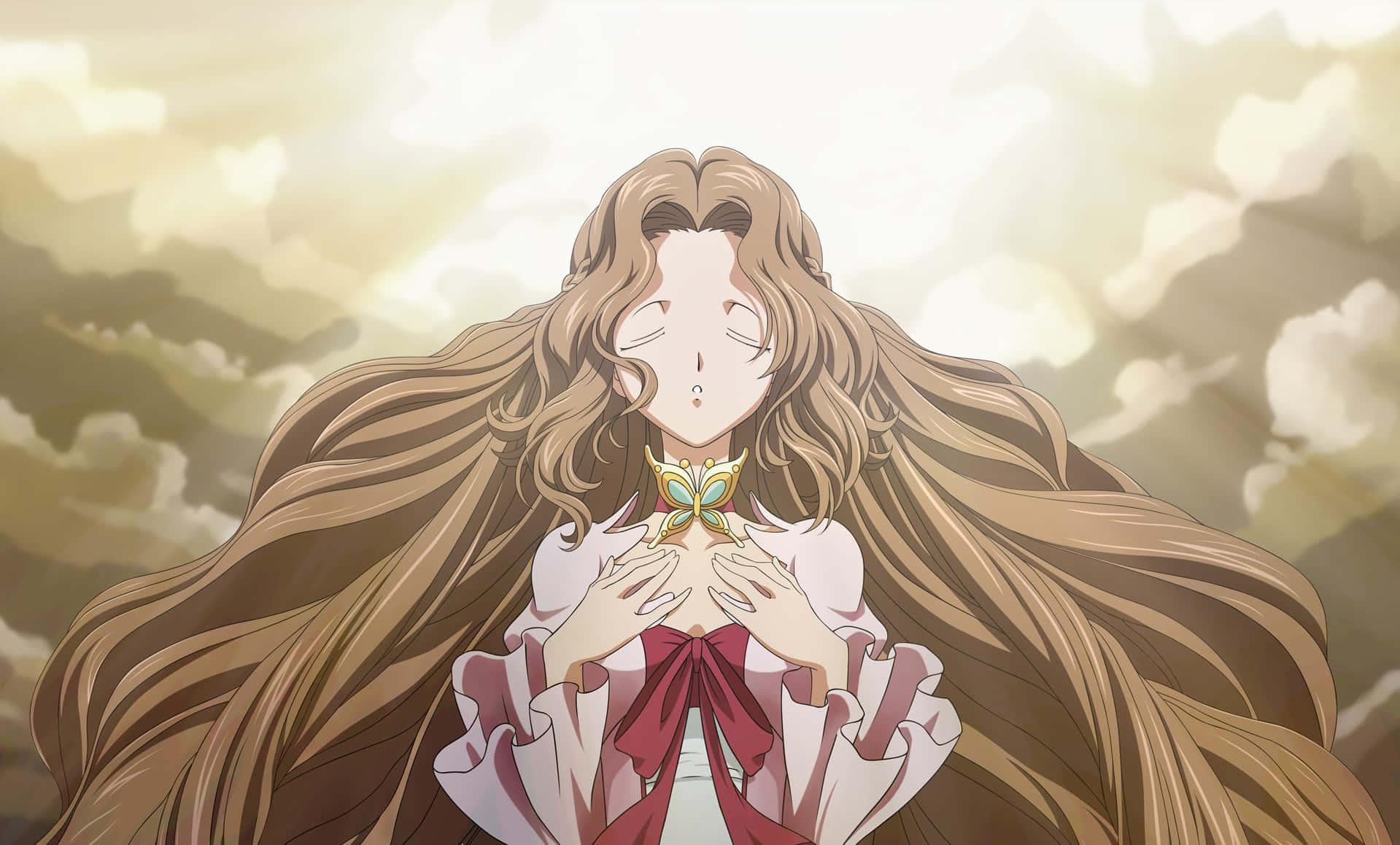 Nunnally Lamperouge, golden hair, butterfly pendant, HD Desktop Wallpaper