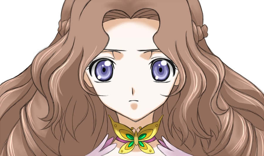 Nunnally Lamperouge, long brown hair, purple eyes, SD Desktop Wallpaper