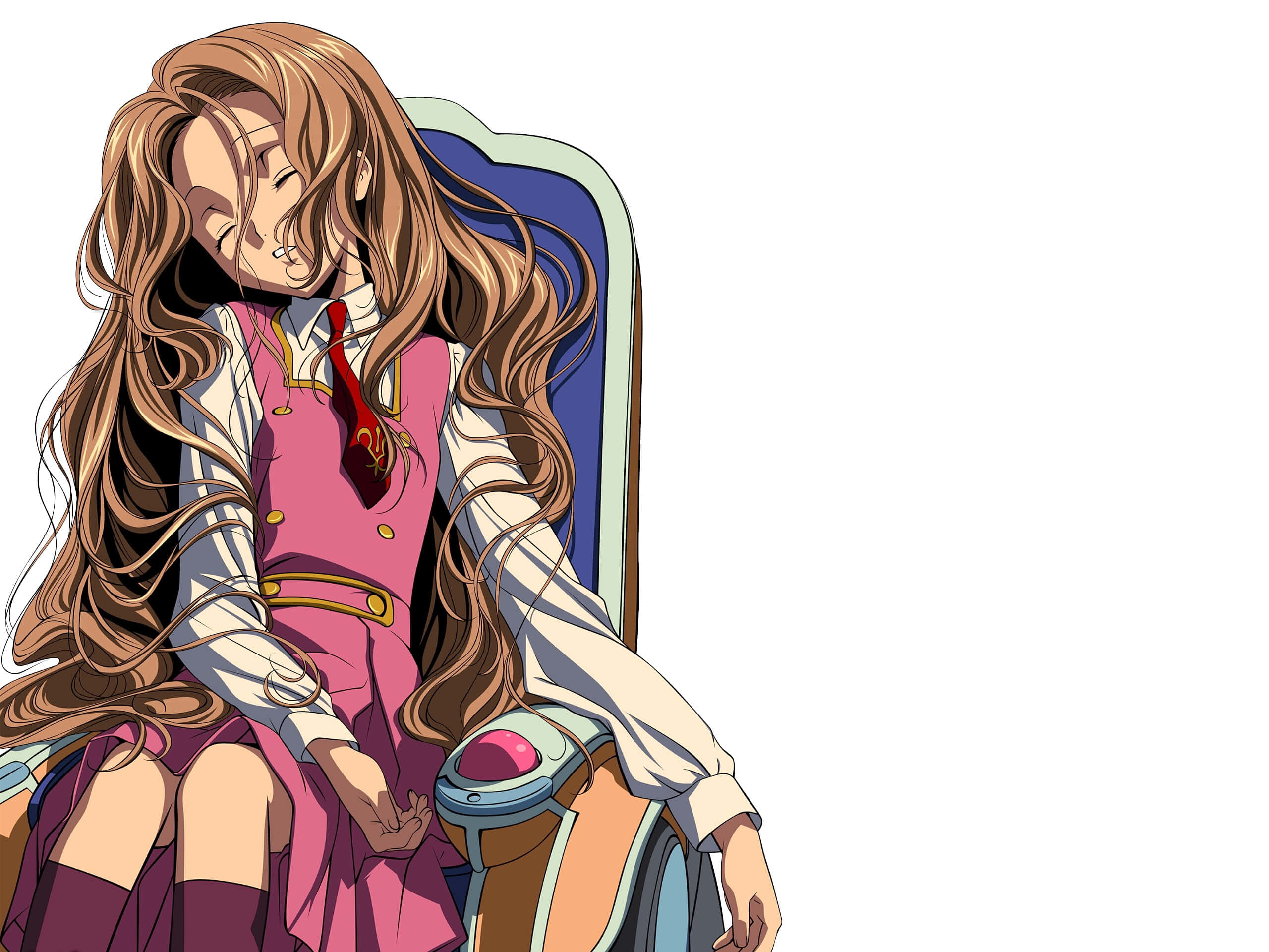 Nunnally Lamperouge, pink outfit, long-haired anime girl, 2K Desktop Wallpaper