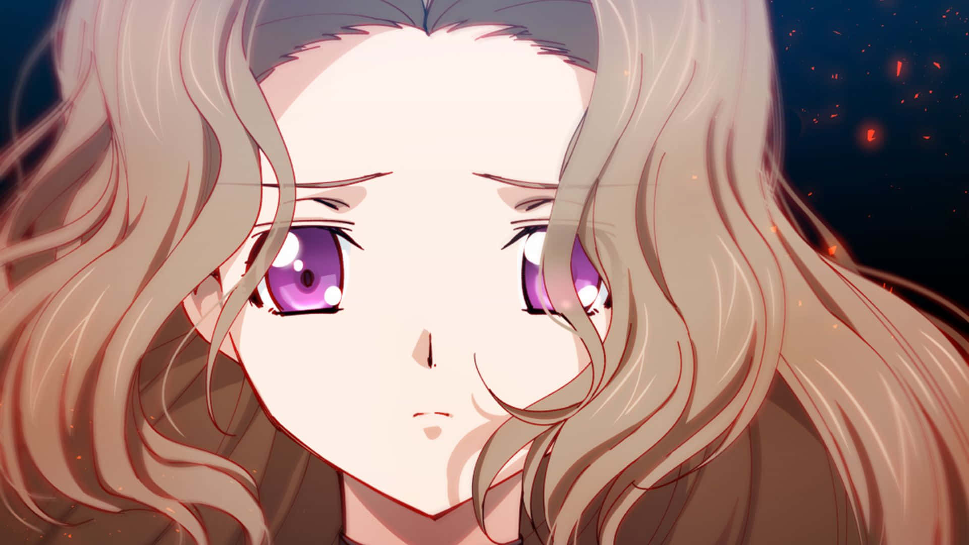 Nunnally Lamperouge, long wavy blonde hair, purple eyes, Full HD Desktop Wallpaper