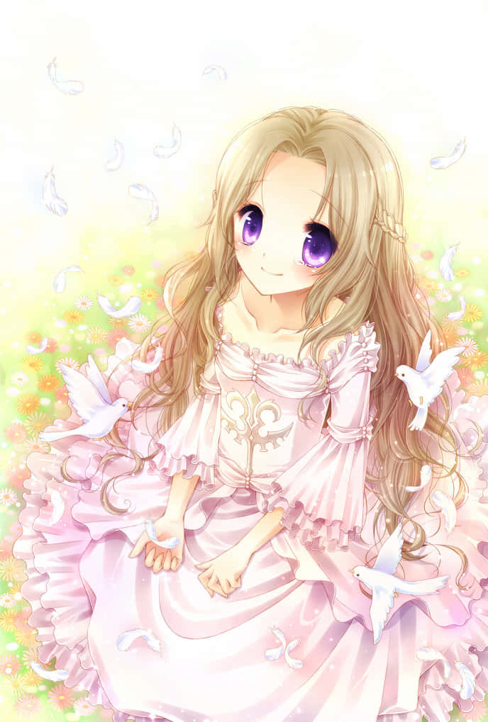 Nunnally Lamperouge, long blonde hair, purple eyes, SD Phone Wallpaper