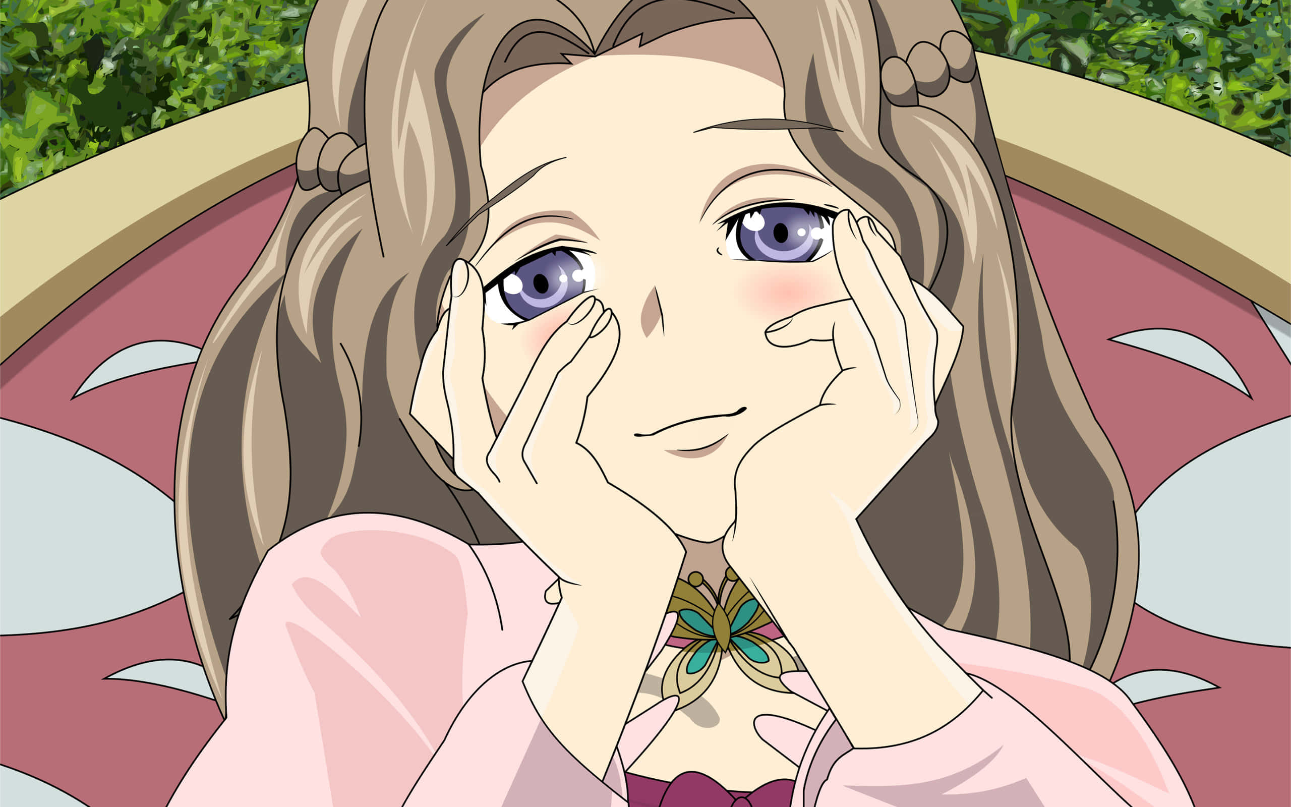 Nunnally Lamperouge, purple eyes, brown hair, 2K Desktop Wallpaper