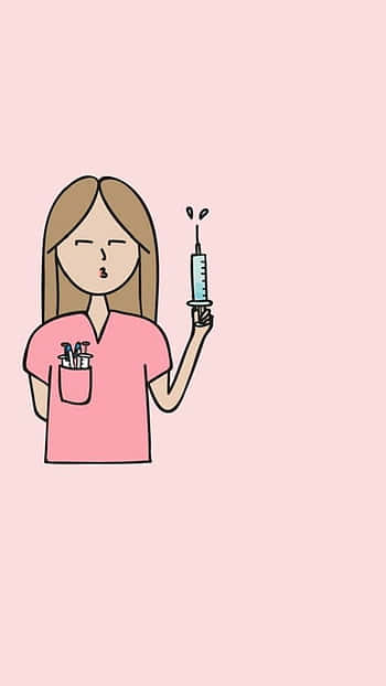nurse, syringe, pink scrubs, SD Phone Wallpaper
