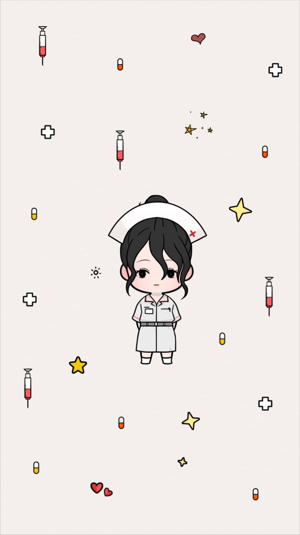 nurse phone, anime nurse character, star on her head, Full HD Phone Wallpaper