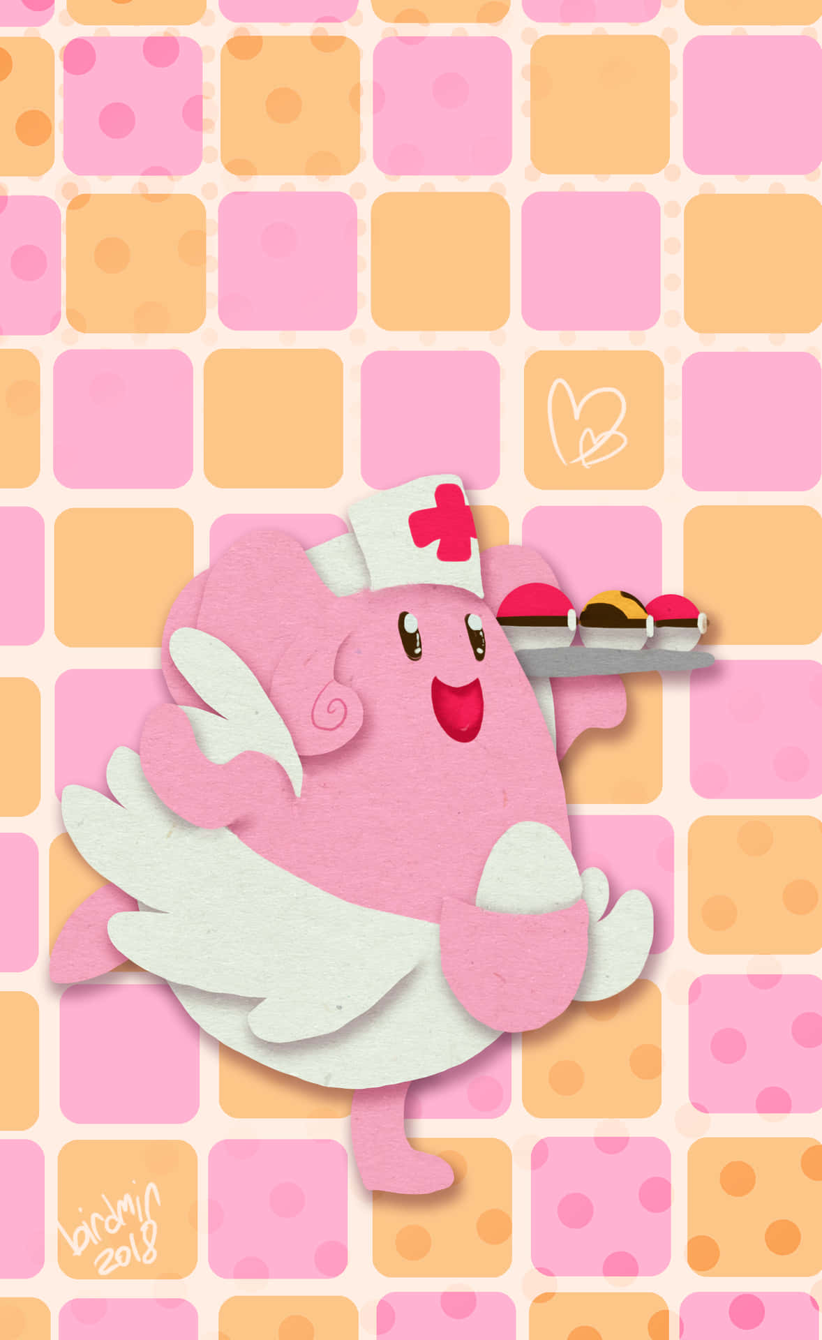 nurse hat, pink cartoon angel, cupcakes, Full HD Phone Wallpaper