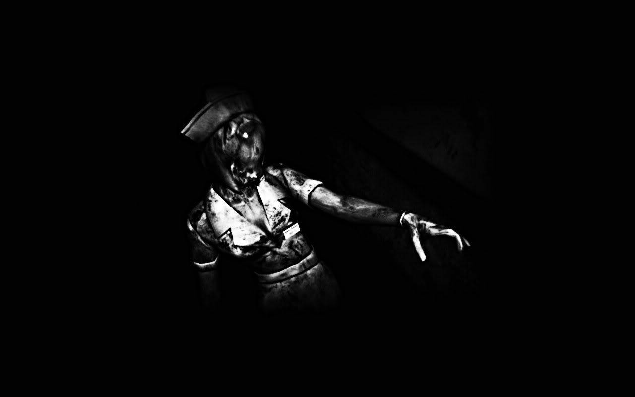 greyscale zombie nurse, glowing eyes, decaying flesh, HD Desktop Wallpaper