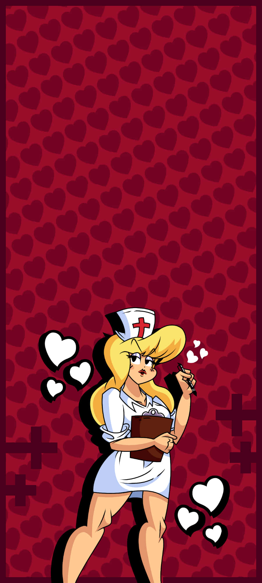 nurse phone, cartoon nurse, blonde hair, Full HD Phone Wallpaper